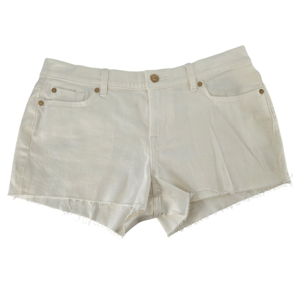 7 For All Mankind White Cut Off Shorts‎ 32 Denim **NWT Y2K Coastal Summer